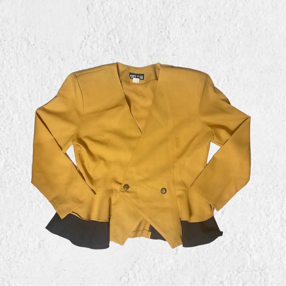 retro pepper island yellow blazer jacket  Two Tone Black vintage Size 16 Fashion